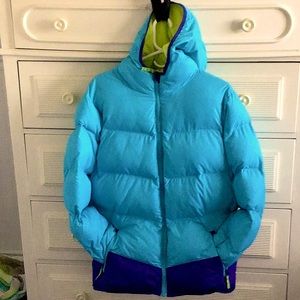 Champion jacket. Teal and dark blue.